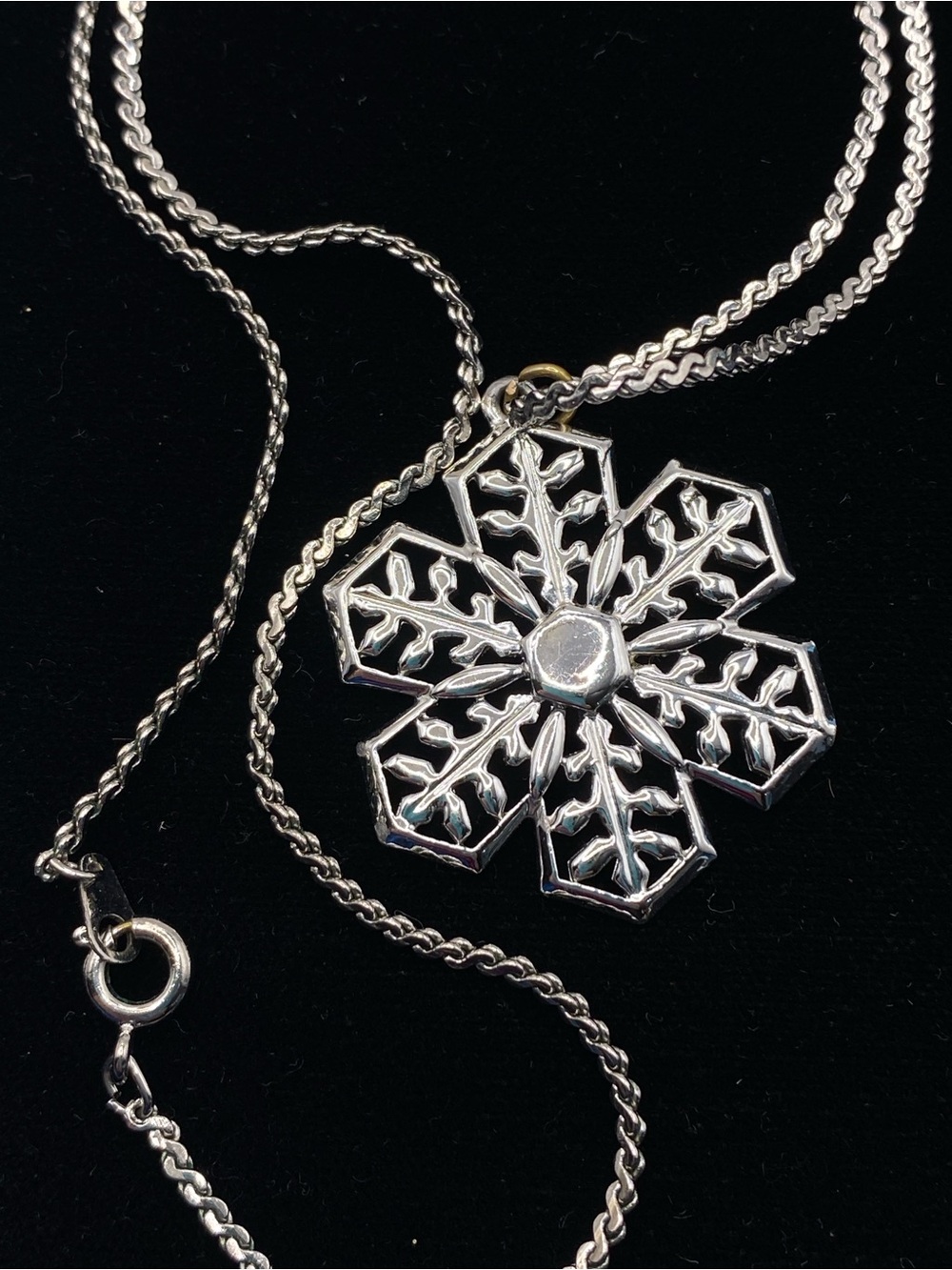 Silver Tone Snowflake Necklace